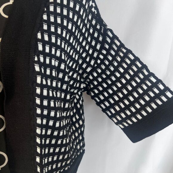 Worthington Black & White Checkered Knit Open Front Cardigan Sweater Size XL - Picture 5 of 8